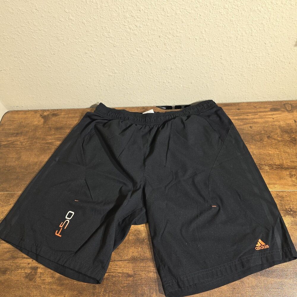 Adidas Climalite Mens XL Shorts Black with Orange Accents Running Jogging